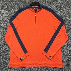 Nicoby‎ Sweater Men Large Orange Pullover Quarter Zip Long Sleeve L